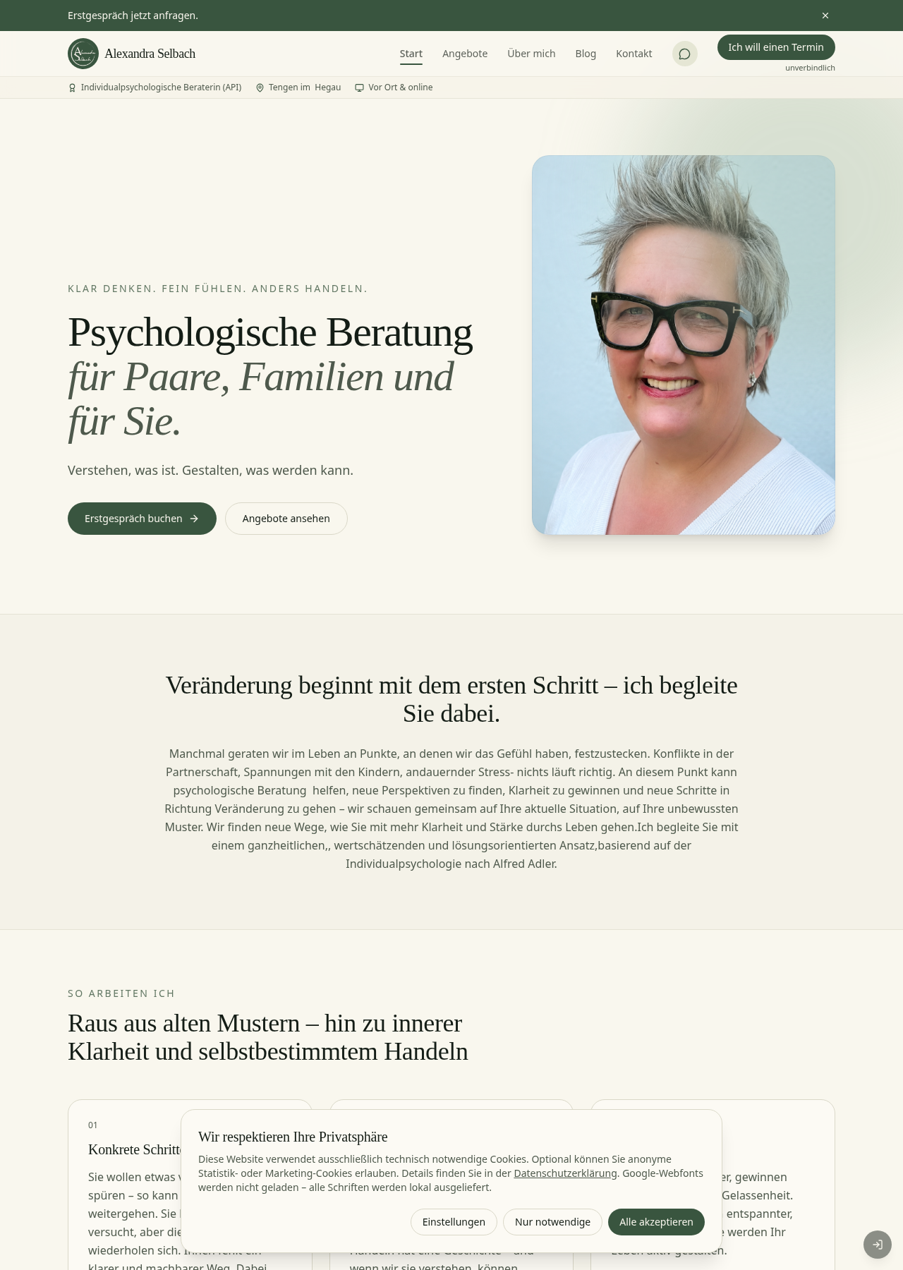 Alexandra Selbach — Screenshot der Live-Website