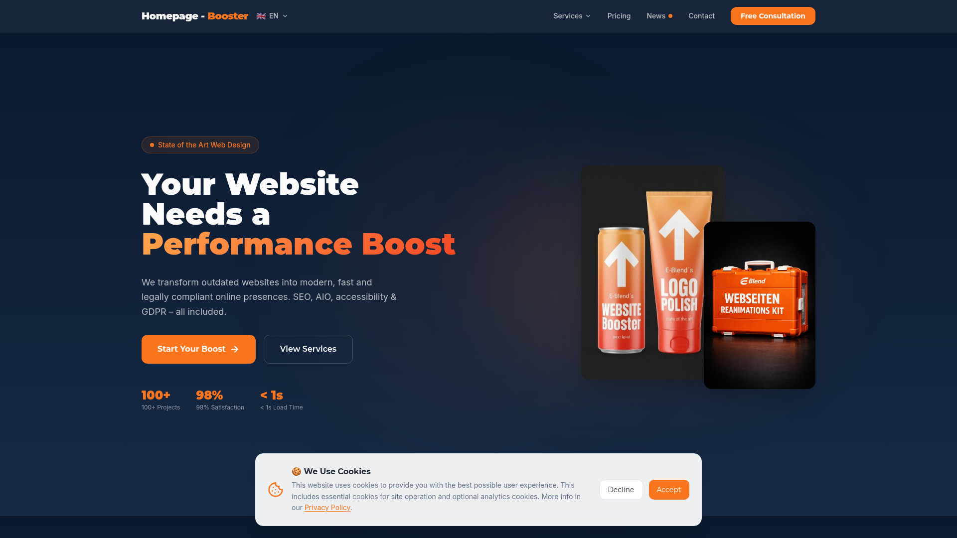 Homepage-Booster — Screenshot der Live-Website